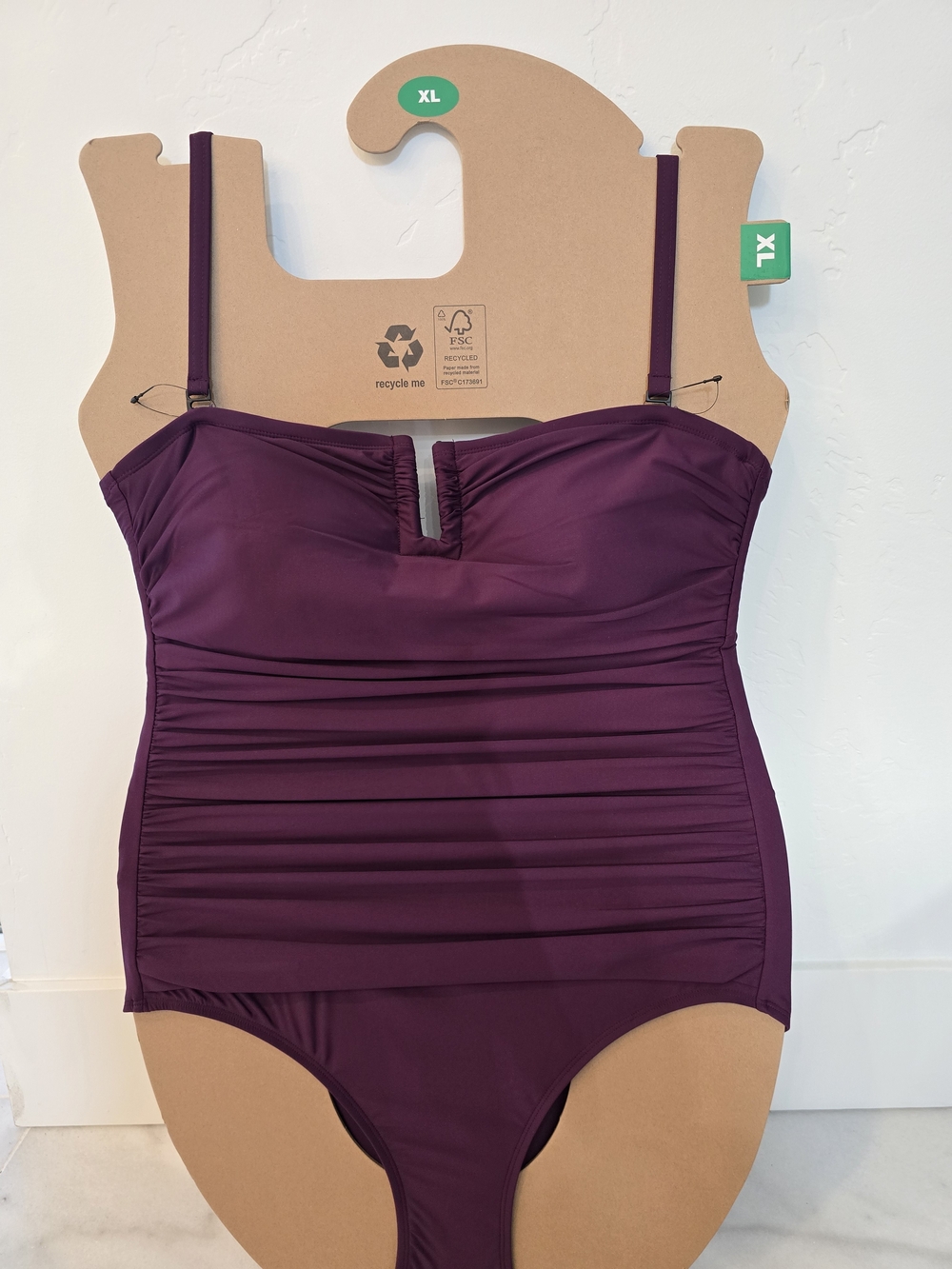 DKNY Plum Ruched One-Piece Swimsuit